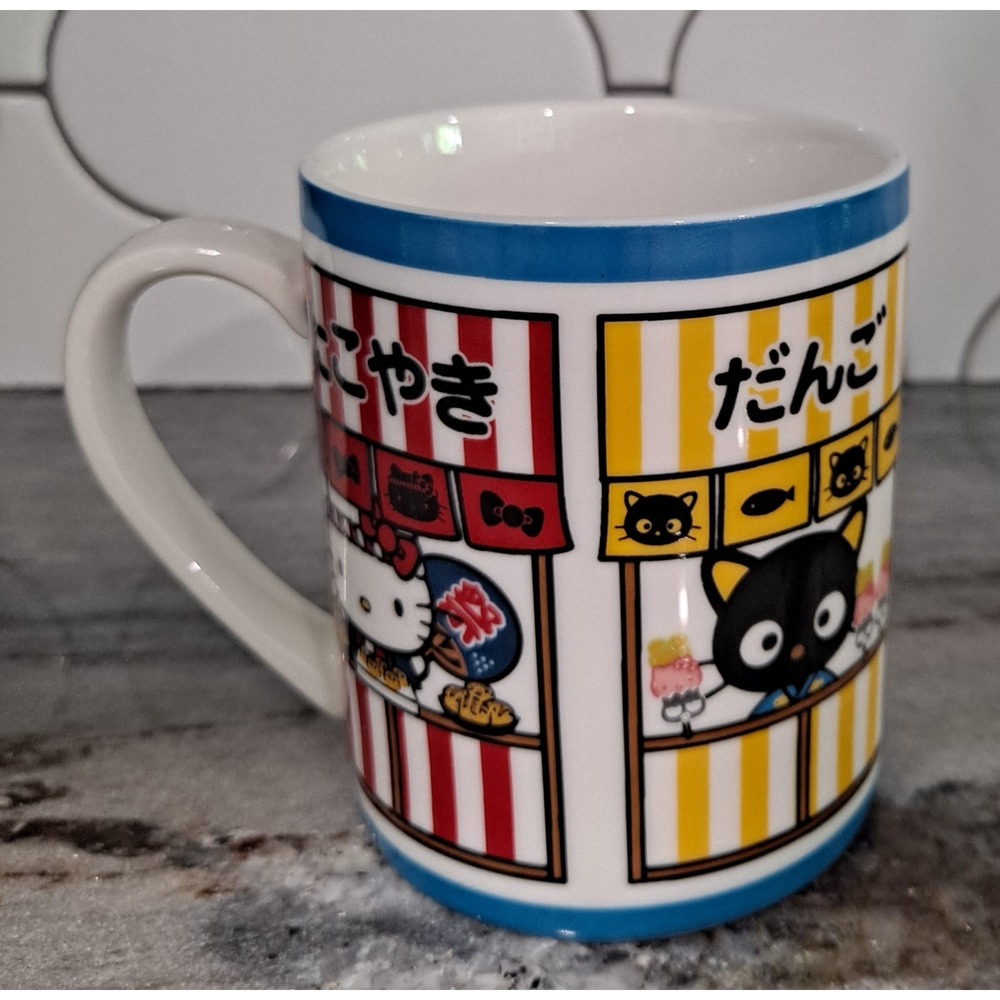 Hello Kitty Sanrio Keroppi Chococat Coffee Mug Blue Stripes World Market